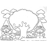 Dibujo para colorear Dibujo De Duendecitos Cortando Manzanas En Un Arbol De Mansanas Mansanaz