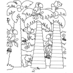 Dibujo para colorear Dibujo De Aniamlitos En La Jungla Para Pintar Y Colorear