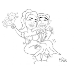 Dibujo para colorear Dibujo De Reciencasados Novio Cargando A La Novia Con Dificultad Para Pintar Y Colorear