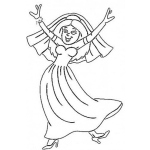 Dibujo para colorear Dibujo De Novia Feliz Bailando Y Celebrando Su Boda Solita Para Pintar Y Colorear