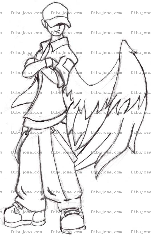 Dibujo para colorear Dibujo De Cholo Con Alas Para Pintar Y Colorear