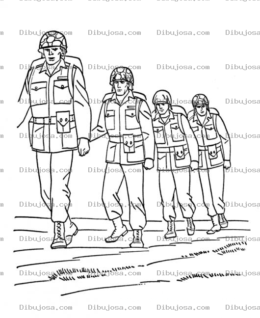 Dibujo para colorear Dibujo De Soldados Caminando Para Pintar Y Colorear