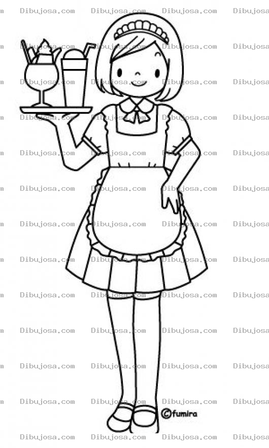 Dibujo para colorear Dibujo De Mesera Bonita Para Pintar Y Colorear
