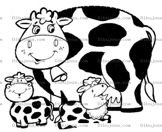 Dibujo para colorear Dibujo De Mama Vaca Con Sus Chivitos Vaquitas Para Pintar Y Colorear