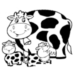 Dibujo para colorear Dibujo De Mama Vaca Con Sus Chivitos Vaquitas Para Pintar Y Colorear