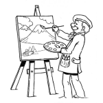 Dibujo para colorear Dibujo De Pintor Pintando Un Paisaje Al Oleo Para Pintar Y Colorear