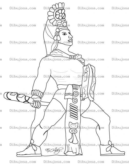 Dibujo para colorear Colorear a Tecun Uman principe quiche de Guatemala