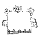 Dibujo para colorear Dibujo De Tarjeta Con Marco De Animalitos Para Recortar Pintar Y Colorear Tarjeta De Animalitos Vaquita Perrito Conejito Gatito Y Osito