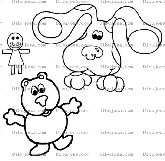 Dibujo para colorear Dibujo Del Perro Blue Y Sus Juguetes Para Pintar Y Colorear