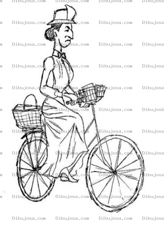 Dibujo para colorear Dibujo De Senora En Bicicleta Para Pintar Y Colorear