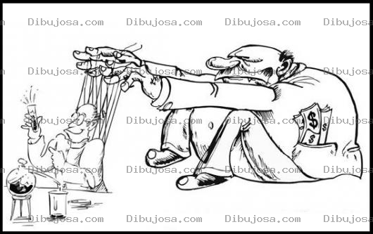 Dibujo para colorear Dibujo De Quimico Biologo Manejado Como Titere Por Un Millonario Poderoso