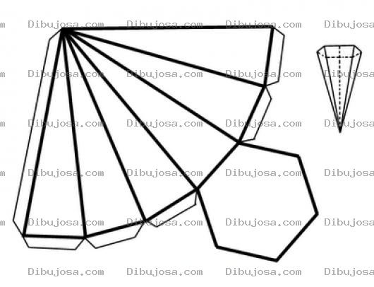 Dibujo para colorear Dibujo De Una Piramide Recortable De 6 Lados Para Recortar Pintar Y Colorear