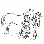 Dibujo para colorear Dibujo Del Pedro Y La Maria Para Pintar Y Colorear A Una Pareja De Esposos Campesinos Con Su Caballo