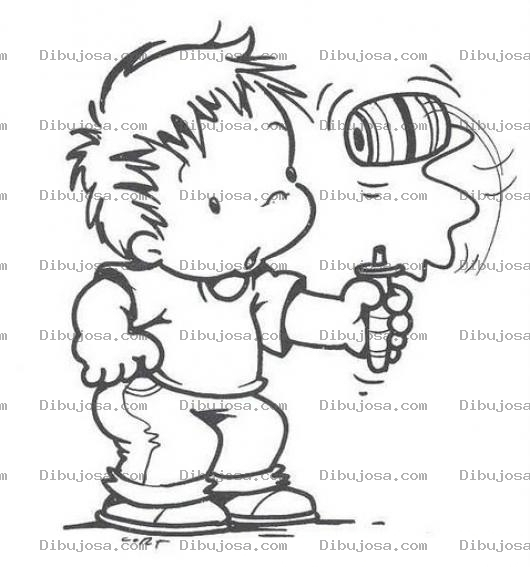 Dibujo para colorear Dibujo De Nino Jugando Capirucho Para Pintar Y Colorear