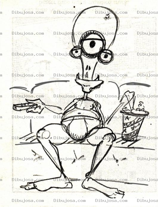 Dibujo para colorear Dibujo De Extraterrestre Viendo Tele En El Sofa Para Pintar Y Colorear