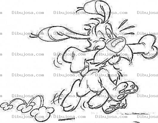 Dibujo para colorear Dibujo De Perrito Corriendo Con Un Gran Hueso Para Pintar Y Colorear