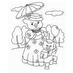 Dibujo para colorear Dibujo De Mama Cerdita Con Su Hijo Cerdito Para Pintar Y Colorear