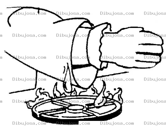 Dibujo para colorear Dibujo De Manga De Vestido Agarrando Fuego E Una Estufa De Gas Para Pintar Y Colorear