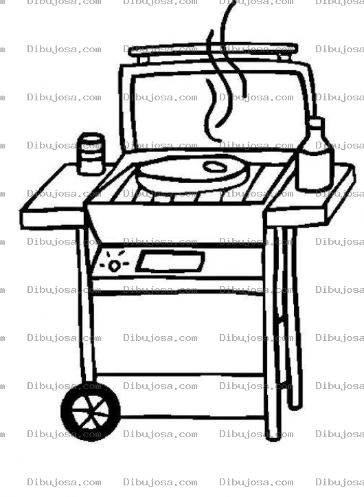 Dibujo para colorear Dibujo De Cocineta De Gas Para Pintar Y Colorear Parilla De Carne Asada Electrica