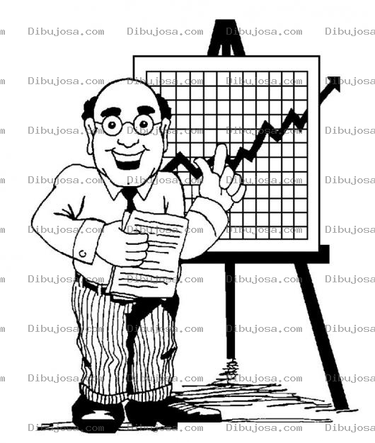 Dibujo para colorear Dibujo De Ejecutivo Feliz Exponiendo El Resultado De Ventas De La Empresa Para Pintar Y Colorear