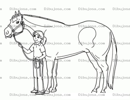 Dibujo para colorear Dibujo De Una Ninca Con Un Caballo Para Pintar Y Colorear