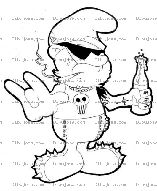 Dibujo para colorear Dibujo De Papa Pitufo Marero Para Pintar Y Colorear A Papapitufo Gangsta