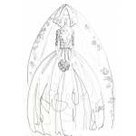 Dibujo para colorear Dibujo De Vestido De Novia Acampanado Y Abombado Para Pintar Y Colorear
