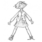 Dibujo para colorear Dibujo De Nina Gritando Con Falda Para Pintar Y Colorear