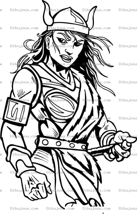 Dibujo para colorear Dibujo De Mujer Vikinga Para Pintar Y Colorear Bikinga
