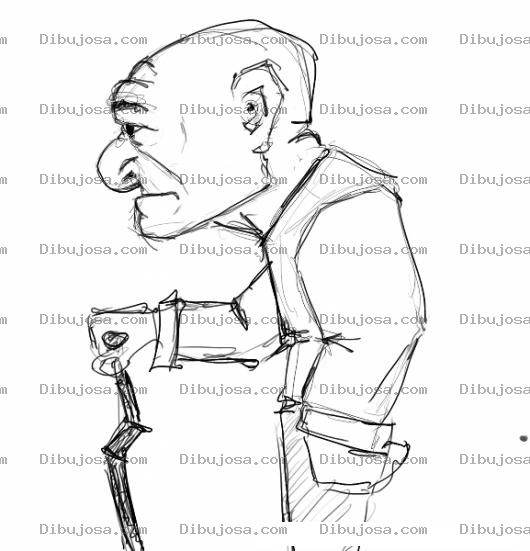 Dibujo para colorear Dibujo De Viejito Pelon Con Baston Para Pintar Y Colorear