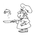 Dibujo para colorear Dibujo De Chef Cocinando Un Pescado Para Pintar Y Colorear Pescado Guisado