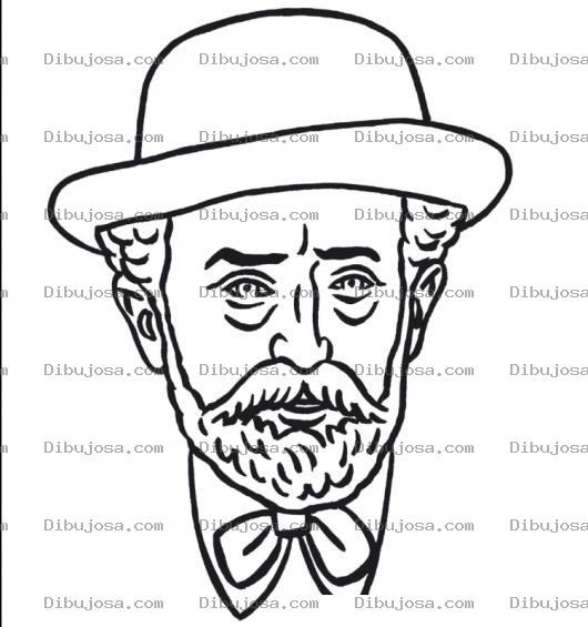 Dibujo para colorear Dibujo De Viejito Elegante Y Barbudo Con Sombrero Para Pintar Y Colorear