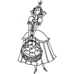 Dibujo para colorear Dibujo De Princesa Con Una Canasta De Manzanas Para Pintar Y Colorear Princesita Con Mansanas