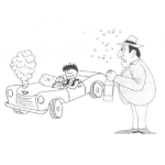 Dibujo para colorear Dibujo De Carro Fundido Y Sobre Calentado Frente A Un Borracho Para Pintar Y Colorear
