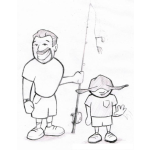 Dibujo para colorear Dibujo De Papa E Hijo Listos Para Pescar Con Una Cana De Pesca Para Pintar Y Colorear