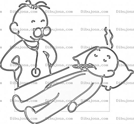 Dibujo para colorear Pediatra De Ninos Dibujo De Pediatra Con Bebe Enfermo Con Fiebre Y Temperatura Alta Para Pintar Y Colorear Nene Con Termometro Y Calentura