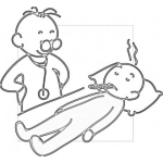 Dibujo para colorear Pediatra De Ninos Dibujo De Pediatra Con Bebe Enfermo Con Fiebre Y Temperatura Alta Para Pintar Y Colorear Nene Con Termometro Y Calentura