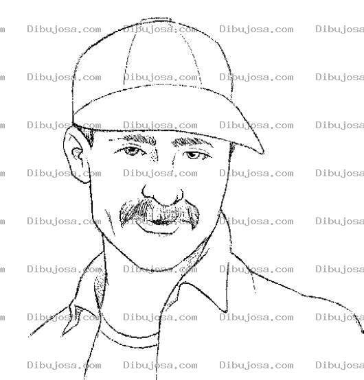 Dibujo para colorear Bigote De Hombrev Dibujo De Hombre Bigotudo Con Gorra Para Pintar Y Colorear
