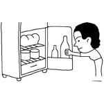 Dibujo para colorear Dibujo De Hombre Abriendo La Refrigeradora Y Tomando Una Botella De Leche Para Pintar Y Colorear