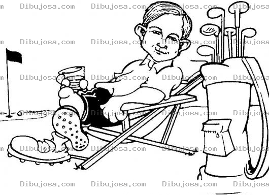 Dibujo para colorear Campos De Golf Y Palos De Golf Dibujo De Golfista Relajado Para Pintar Y Colorear