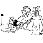 Dibujo para colorear Campos De Golf Y Palos De Golf Dibujo De Golfista Relajado Para Pintar Y Colorear