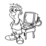 Dibujo para colorear Dibujo De Chico Nerdo Informatico Experto En Computacion Para Pintar Y Colorear Programador Junior Con Su Computadora