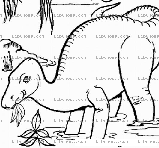 Dibujo para colorear Dibujo De Un Dinosaurio En Un Pantano Comiendo Hojas Para Pintar Y Colorear