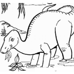 Dibujo para colorear Dibujo De Un Dinosaurio En Un Pantano Comiendo Hojas Para Pintar Y Colorear