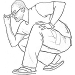 Dibujo para colorear El Observador Dibujo De Hombre Agachado Con Lentes Y Chancletas Observando Al Horizonte Para Pintar Y Colorear