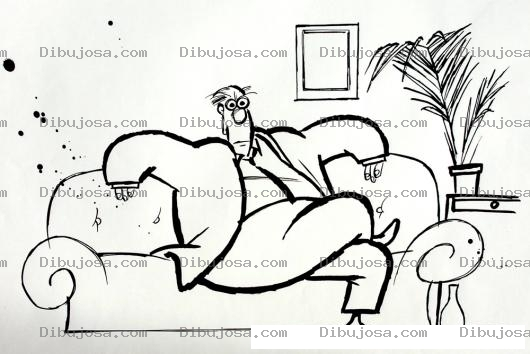 Dibujo para colorear Ibujo De Hombre Gordo Sentado En Un Sofa Para Pintar Y Colorear