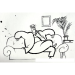Dibujo para colorear Ibujo De Hombre Gordo Sentado En Un Sofa Para Pintar Y Colorear