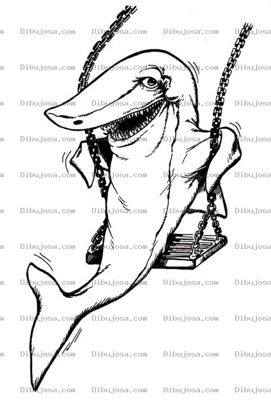 Dibujo para colorear Carne De Tiburon Dibujo De Tiburon En Columpio Para Pintar Y Colorear