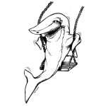 Dibujo para colorear Carne De Tiburon Dibujo De Tiburon En Columpio Para Pintar Y Colorear