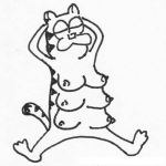 Dibujo para colorear Dibujo De Gata Con Seis Tetas Para Pintar Y Colorear Gatita Con 6 Chiches De Mujer